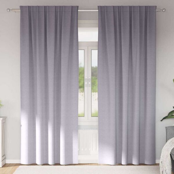 vidaXL Perdele Opaque cu Inel 2 pcs Gri Metalic 245 x 140 cm Poliester