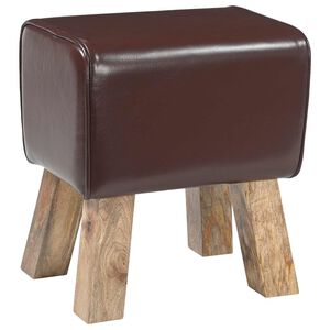 vidaXL bancă 40 x 30 x 45 cm Piele Naturală Maro &icirc;nchis