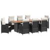 vidaXL Set dining pentru exterior 9 buc. Negru și Alb crem poliratan