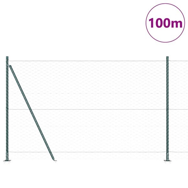 vidaXL St&acirc;lp de gard. Verde 100 x 1,5 m (mesh de 50 mm) Oțel și PVC
