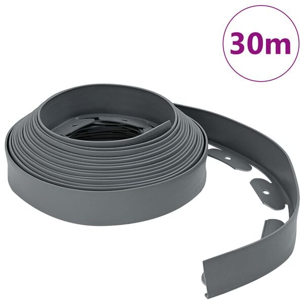 vidaXL Borduri pentru gazon Gri 3000 x 4 x 5 cm Plastic