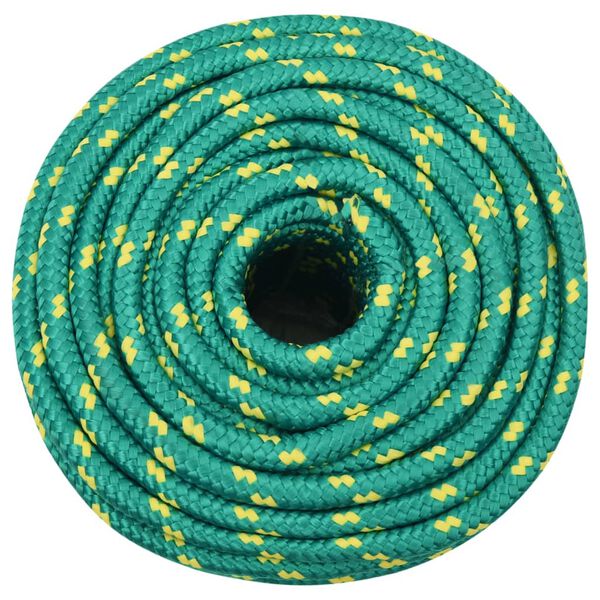 vidaXL Fr&acirc;nghie de barcă, verde, 14 mm, 100 m, polipropilenă