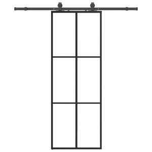 vidaXL Ușă glisantă cu set de feronerie neagră 76x205 cm Sticlă ESG