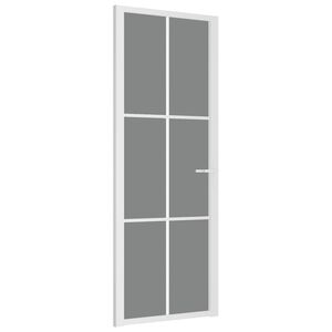 vidaXL Ușă de interior, 76x201,5 cm, alb, sticlă ESG și aluminiu
