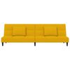 vidaXL Canapea extensibilă cu 2 locuri, 2 perne, galben, catifea