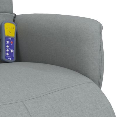vidaXL Fotoliu rabatabil masaj cu suport picioare gri deschis textil