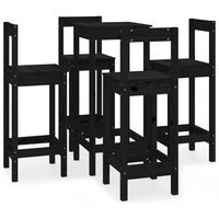 vidaXL Set mobilier de bar, 5 piese, negru, lemn masiv de pin