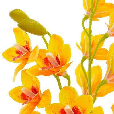 vidaXL Plantă artificială orhidee cu ghiveci, galben, 90 cm