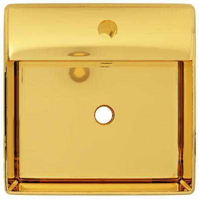 vidaXL Chiuvetă cu preaplin, auriu, 41 x 41 x 15 cm, ceramică
