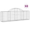 vidaXL Coșuri gabion arcuite 8 buc, 200x30x60/80 cm, fier galvanizat
