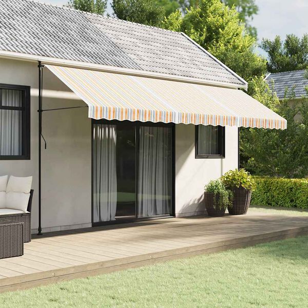 vidaXL P&acirc;nză de rezervă copertină, dungi multicolore, 5x3 m