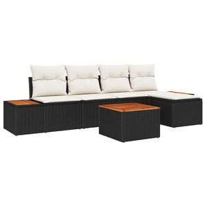 vidaXL Set de canapele pentru grădină 6 pcs Negru și Crem Poliratan