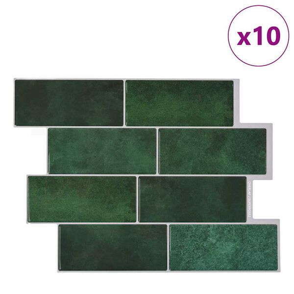 vidaXL Placă de metrou 10 pcs Verde închis 29.4 x 21.4 cm