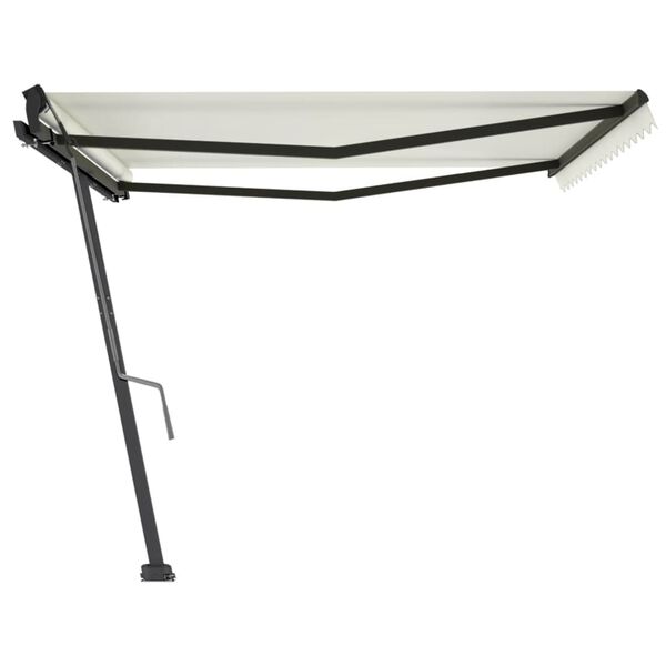 vidaXL Copertină autonomă retractabilă manual, crem, 400x350 cm
