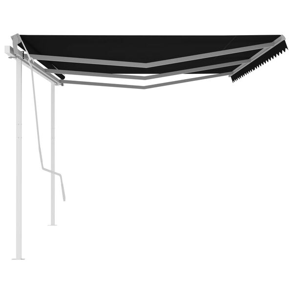 vidaXL Copertină retractabilă manual cu st&acirc;lpi, antracit, 6x3,5 m