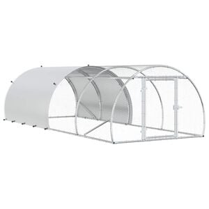 vidaXL Căsuță pentru pui Argintiu 400 x 150 x 100 cm Oțel Galvanizat
