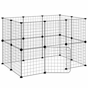 vidaXL Cușcă animale de companie cu ușă 20 panouri negru 105x70x70 cm oțel
