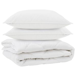 vidaXL Duvet pentru toate sezoanele cu pernă 3 pcs Alb Microfibră