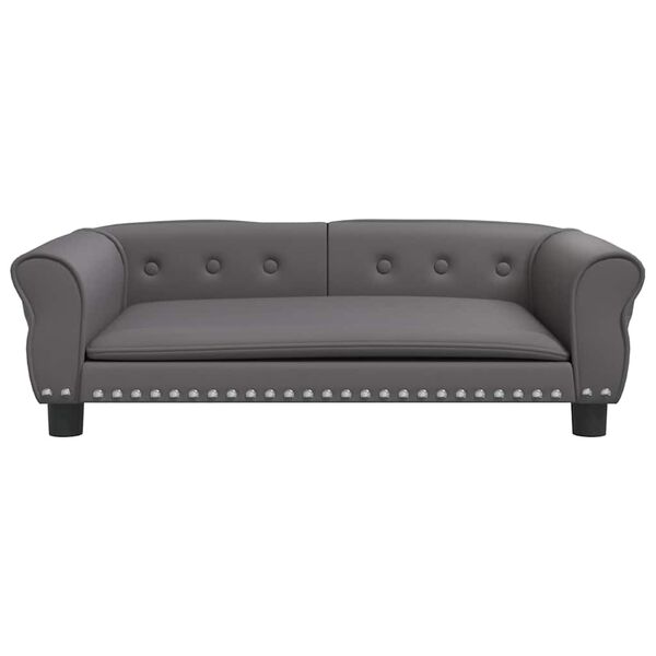 vidaXL Pat de c&acirc;ini, gri, 95x55x30 cm, piele ecologică