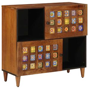 vidaXL Bufet cu depozitare castan 80 x 33 x 75 cm Lemn de mango solid
