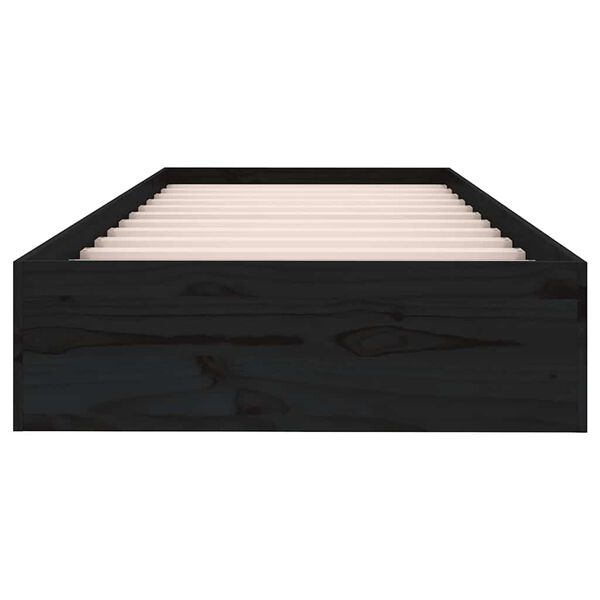 vidaXL Cadru de pat mic single, negru, 75x190 cm, lemn masiv