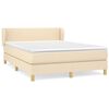 vidaXL Pat continental cu saltea, crem, 140x200 cm, material textil