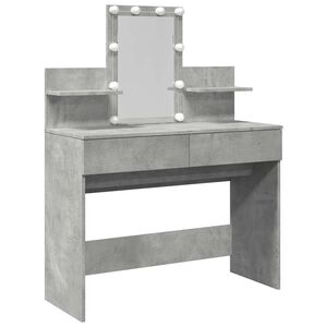 vidaXL Masă de toaletă cu LED, gri beton, 100x40x130 cm