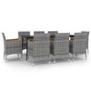 vidaXL Set mobilier de grădină cu perne, 9 piese, poliratan și sticlă