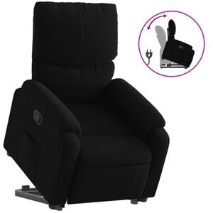 vidaXL Fotoliu rabatabil cu ridicare pe verticală, negru, textil