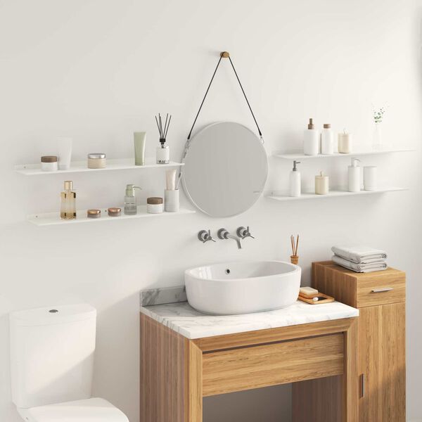 vidaXL Raft suspendat Pe perete 4 pcs Alb 80 x 18 x 2,5 cm Oțel