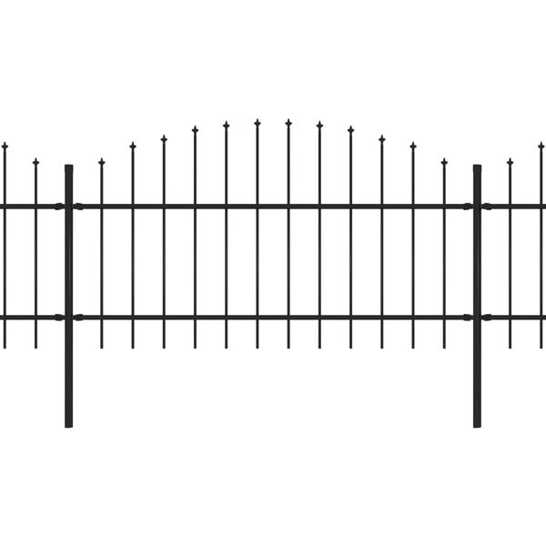 vidaXL Gard de grădină cu vârf suliță, negru, 13,6 m, oțel