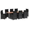 vidaXL Set dining pentru exterior 9 buc. Negru poliratan