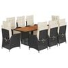vidaXL Set mobilier de grădină cu perne, 9 piese, negru, poliratan