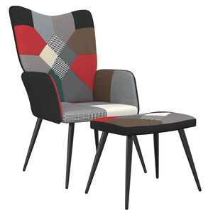 vidaXL Scaun de relaxare cu taburet, textil, petice