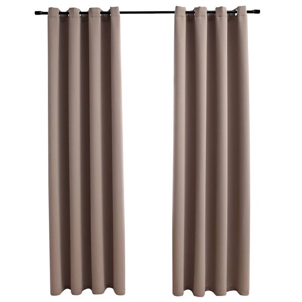 vidaXL Draperii opace cu inele metalice, 2 buc, gri taupe, 140x175 cm
