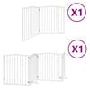 vidaXL Poartă c&acirc;ini pliabilă cu ușă, 6 panouri, alb, 480 cm, lemn plop