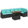 vidaXL Set de masă pentru grădină 7 pcs Negru și Albastru petrol