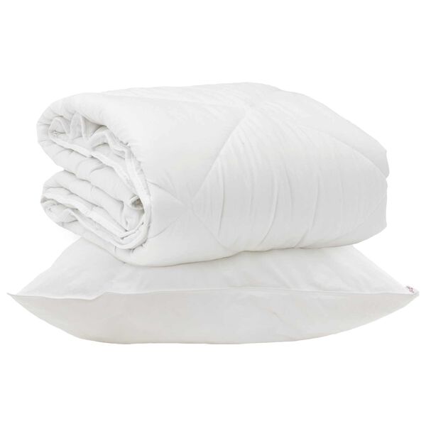 vidaXL Duvet pentru Toate Sezoanele cu pernă 2 pcs Alb Microfibră