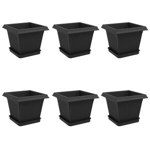 vidaXL Ghivece pentru plante 6 pcs Negru 20 x 20 x 16 cm Plastic