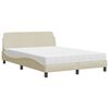 vidaXL Pat cu saltea, Dover, crem, 140x200 cm, textil