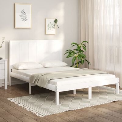 vidaXL Cadru de pat, alb, 140x200 cm, lemn masiv de pin