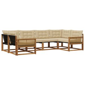 vidaXL Set de canapele de exterior cu pernă 6 pcs Natural și Bej