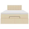 vidaXL Cadru de pat otoman cu saltea crem 120x190cm stofa