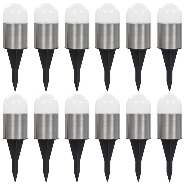 vidaXL Lămpi solare de sol, 12 buc., alb, becuri LED