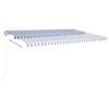 vidaXL Copertină retractabilă manual, cu LED, albastru și alb, 5x3 m