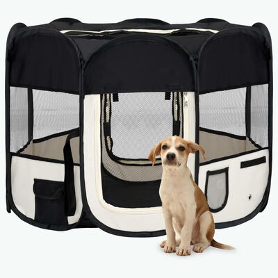 vidaXL Țarc de câini pliabil cu sac de transport, negru, 90x90x58 cm