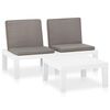 vidaXL Set mobilier de grădină cu perne, 2 piese, alb, plastic