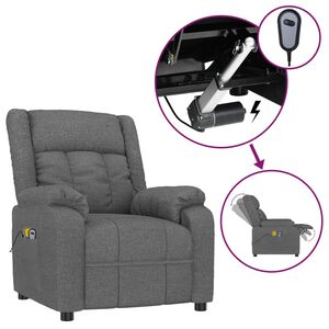vidaXL Fotoliu de masaj electric rabatabil, gri &icirc;nchis, textil