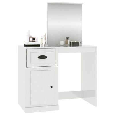 vidaXL Masă de toaletă cu oglindă, alb, 90x50x132,5 cm, lemn prelucrat