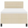 vidaXL Pat cu arcuri cu saltea cu headboard Crem 90 x 200 cm țesătură